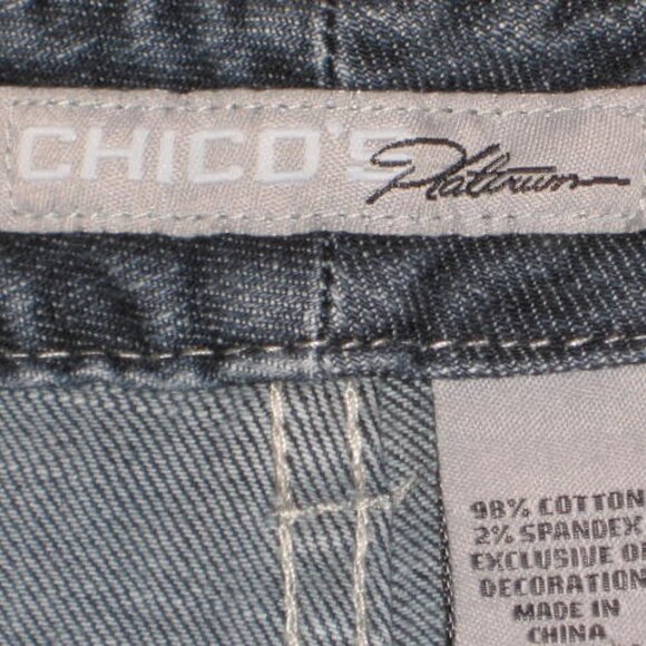 Chicos Platinum Denim Bootcut Jeans 2.5 Short or 14 Embroidered Great Condition - Picture 4 of 9